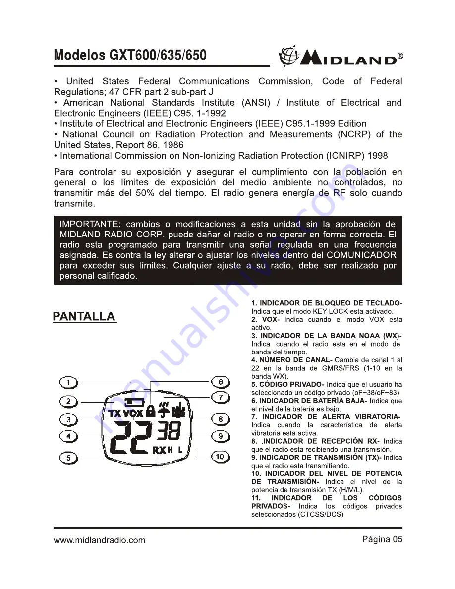 Midland GXT600 Series Owner'S Manual Download Page 29