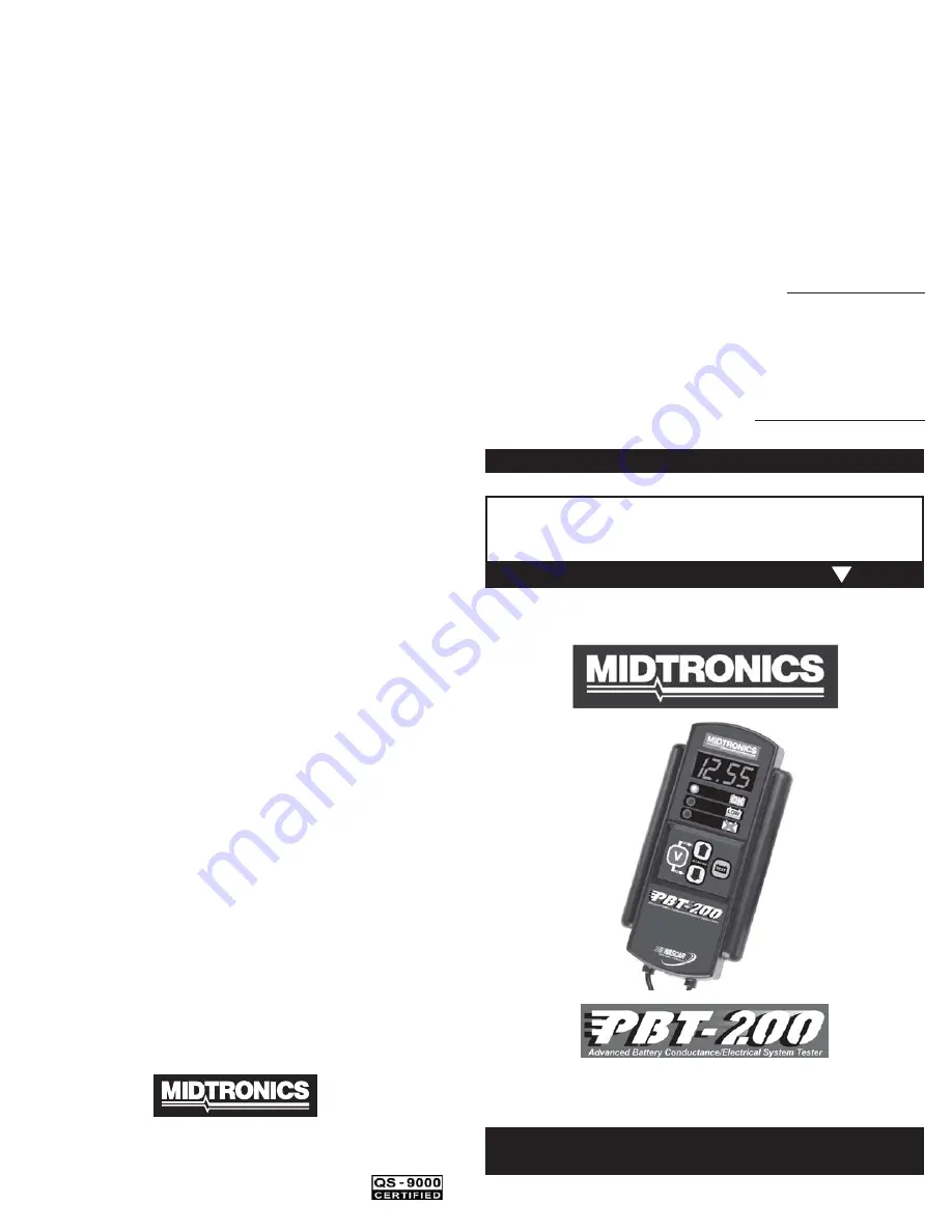 Midtronics PBT-200 Instruction Manual Download Page 1