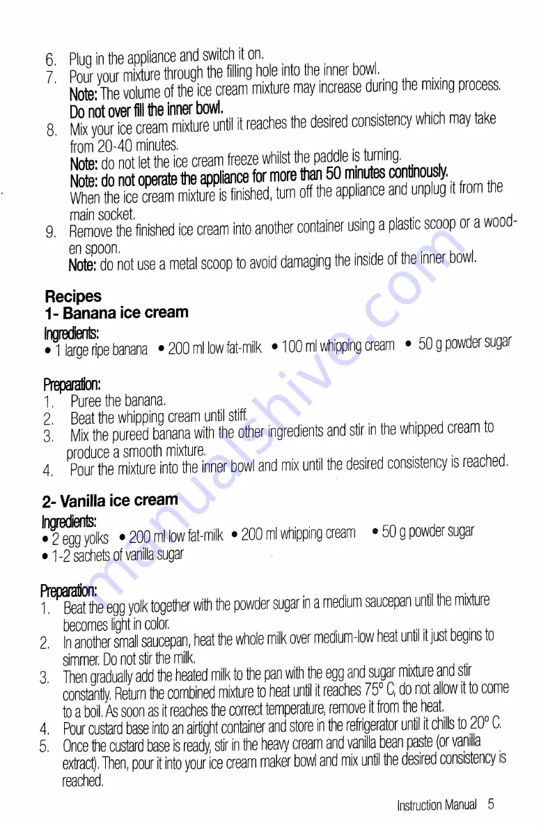 Mienta Gelato IM48133A Instruction Manual Download Page 5