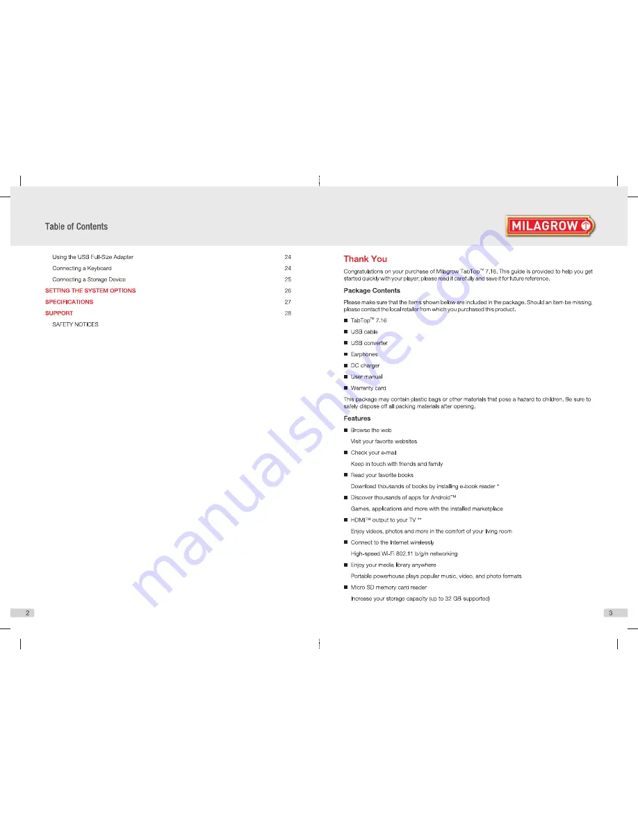 Milagrow TabTop MGPT08 User Manual Download Page 3