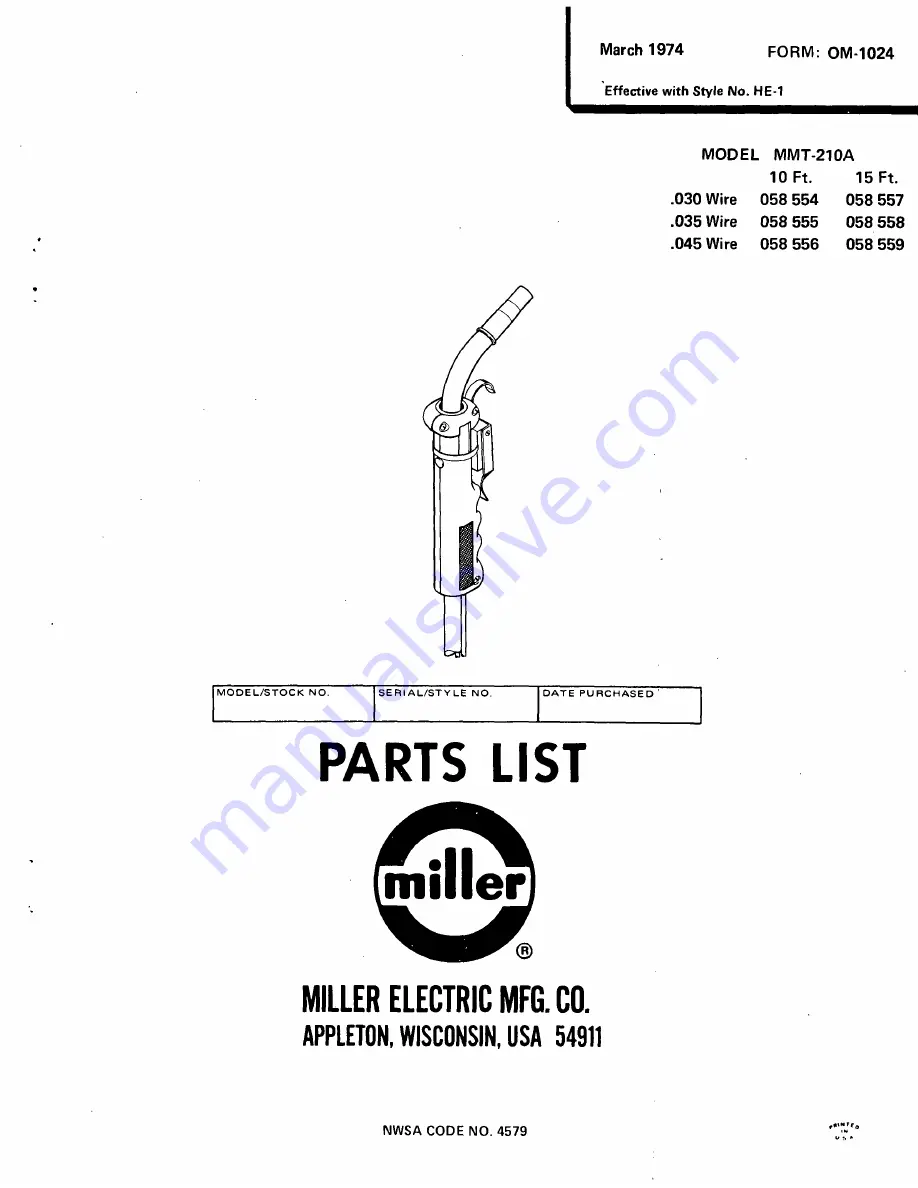 Miller Electric MMT-210A Скачать руководство пользователя страница 5