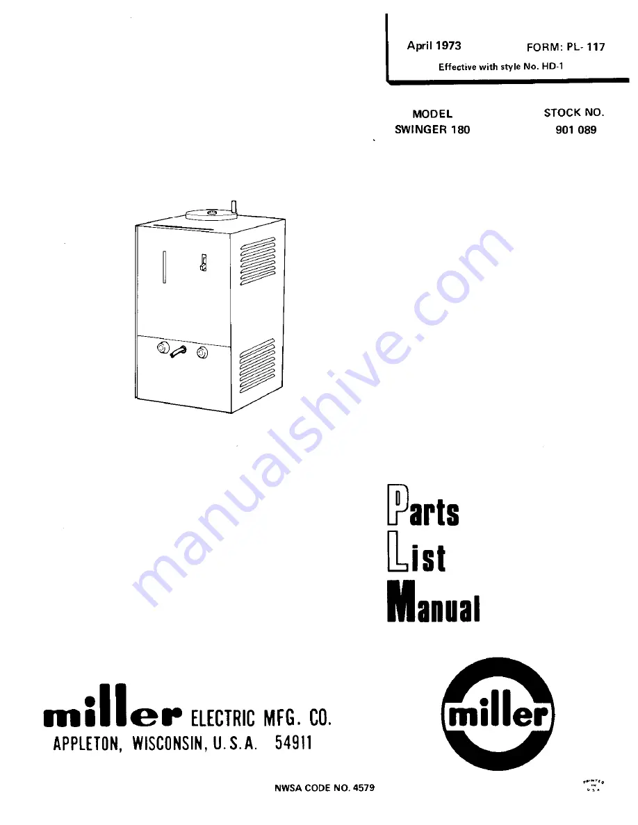 Miller Electric SWINGER 180 Installation, Operation & Maintenance Manual Download Page 29