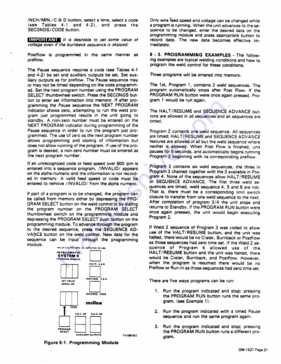 Miller SYSTEM 9 Owner'S Manual Download Page 27