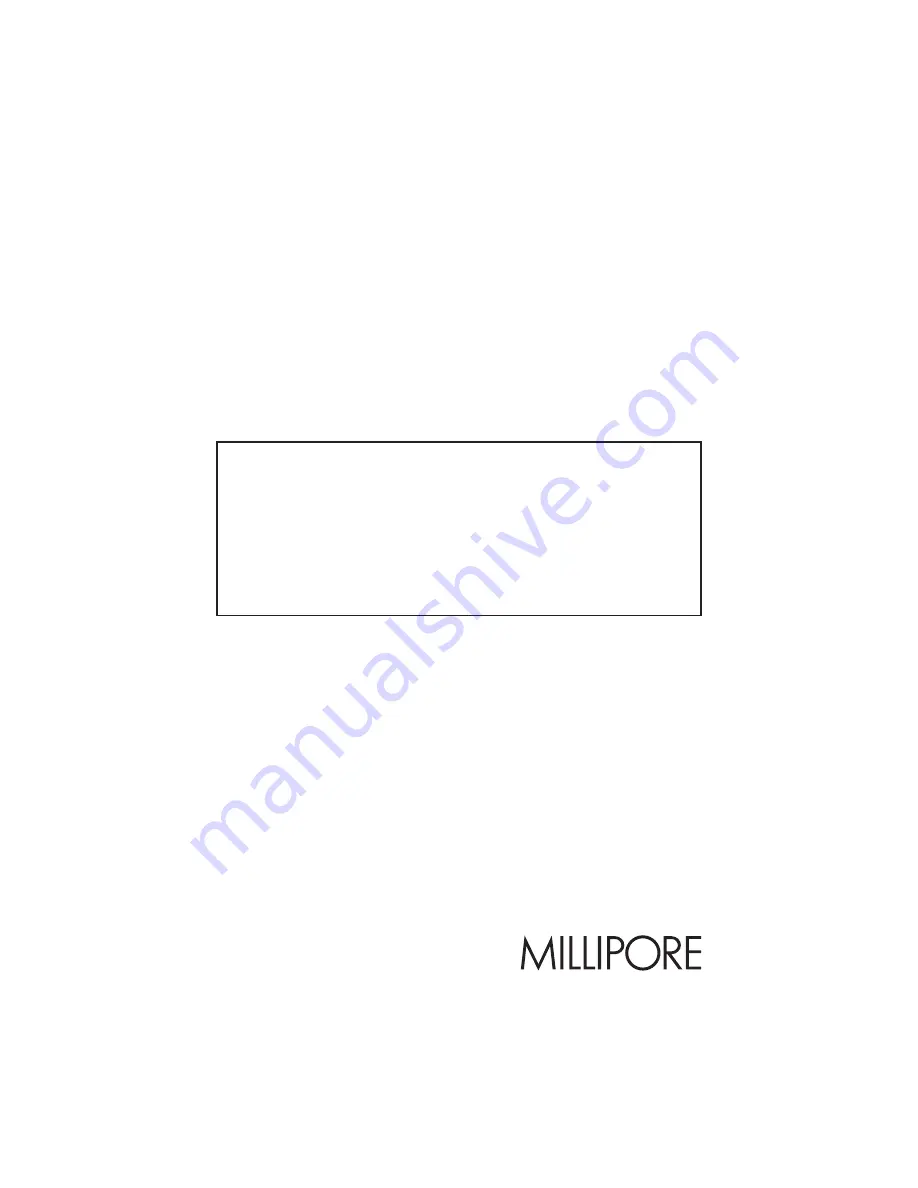 Millipore Helicon S10 Installation Manual Download Page 1