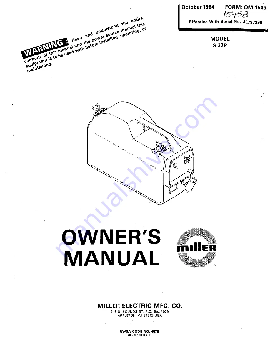 Milller S-32P Owner'S Manual Download Page 1