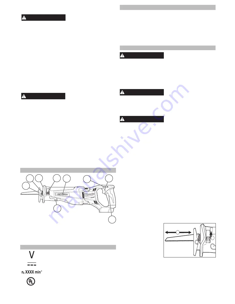 Milwaukee M18 FUEL SAWZALL 2720-20 Operator'S Manual Download Page 8