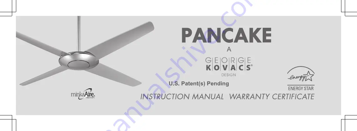 Minka-Aire Pancake F738 Instruction Manual Download Page 1