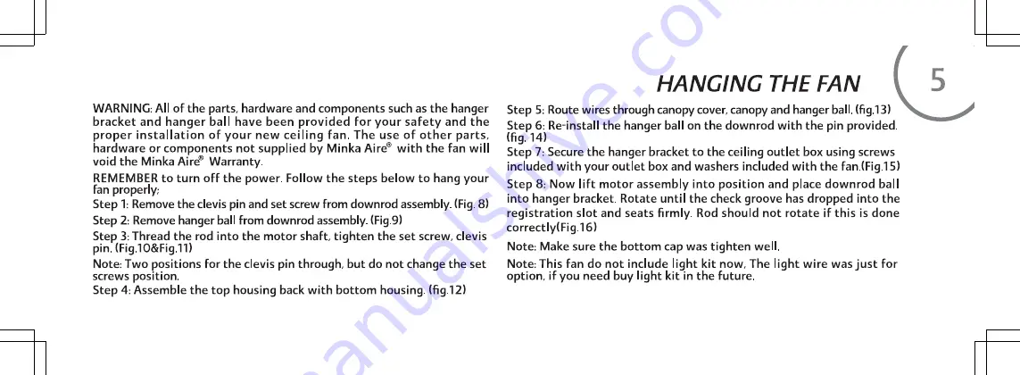 Minka-Aire Pancake F738 Instruction Manual Download Page 11