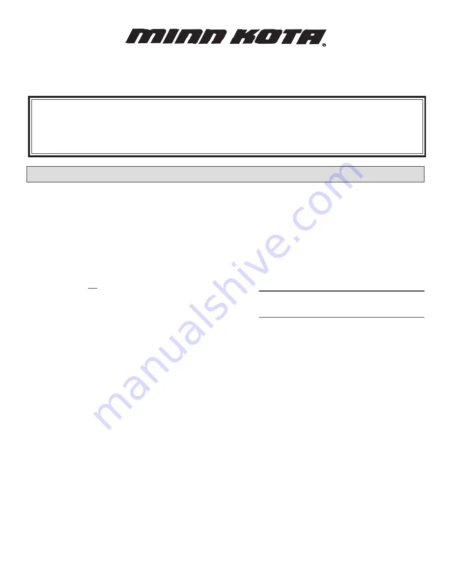 MINN KOTA MKC-10P Operation And Instructions Manual Download Page 1