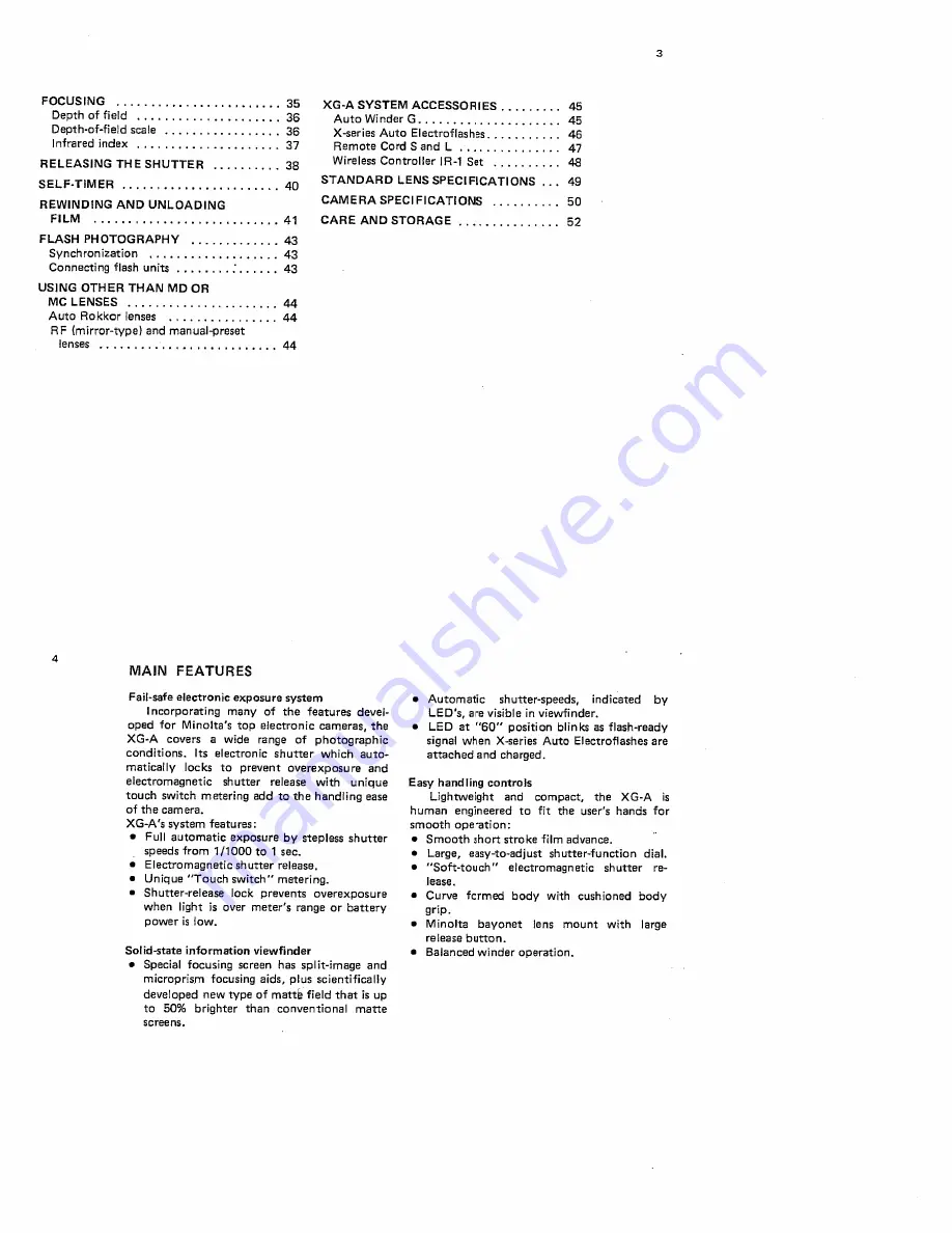 Minolta XG-A Скачать руководство пользователя страница 3