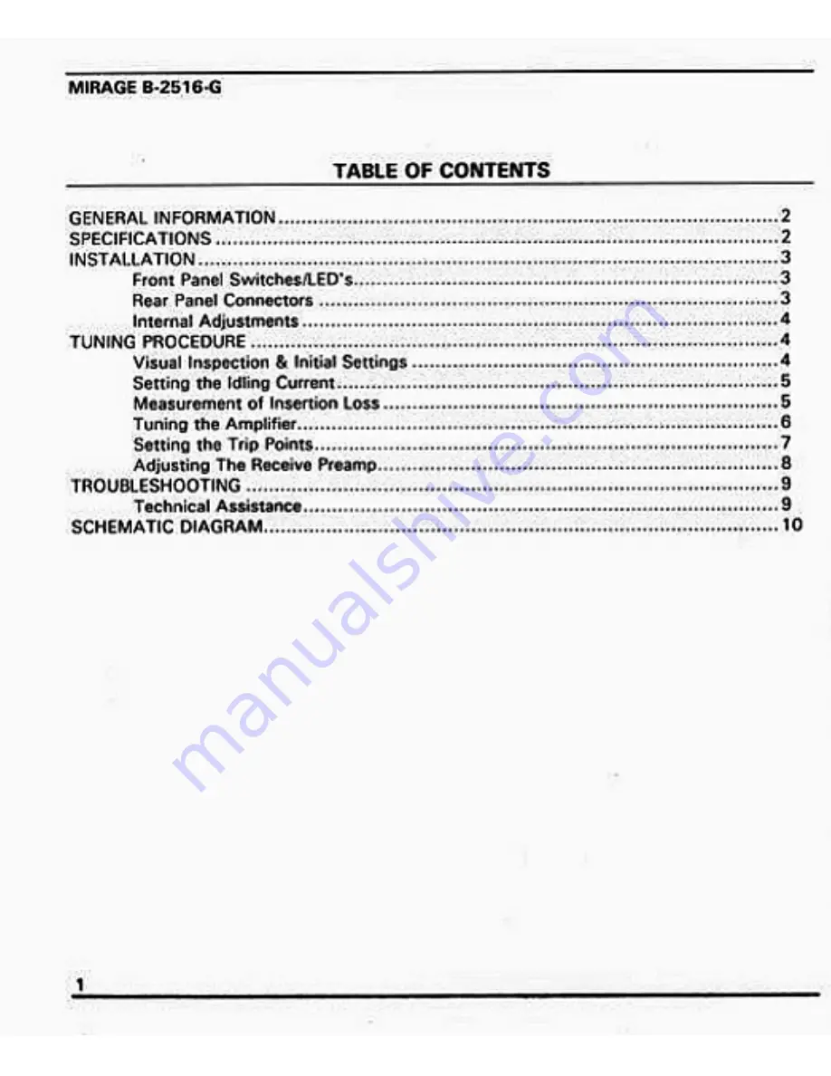 Mirage B-2516-G Instruction Manual Download Page 2