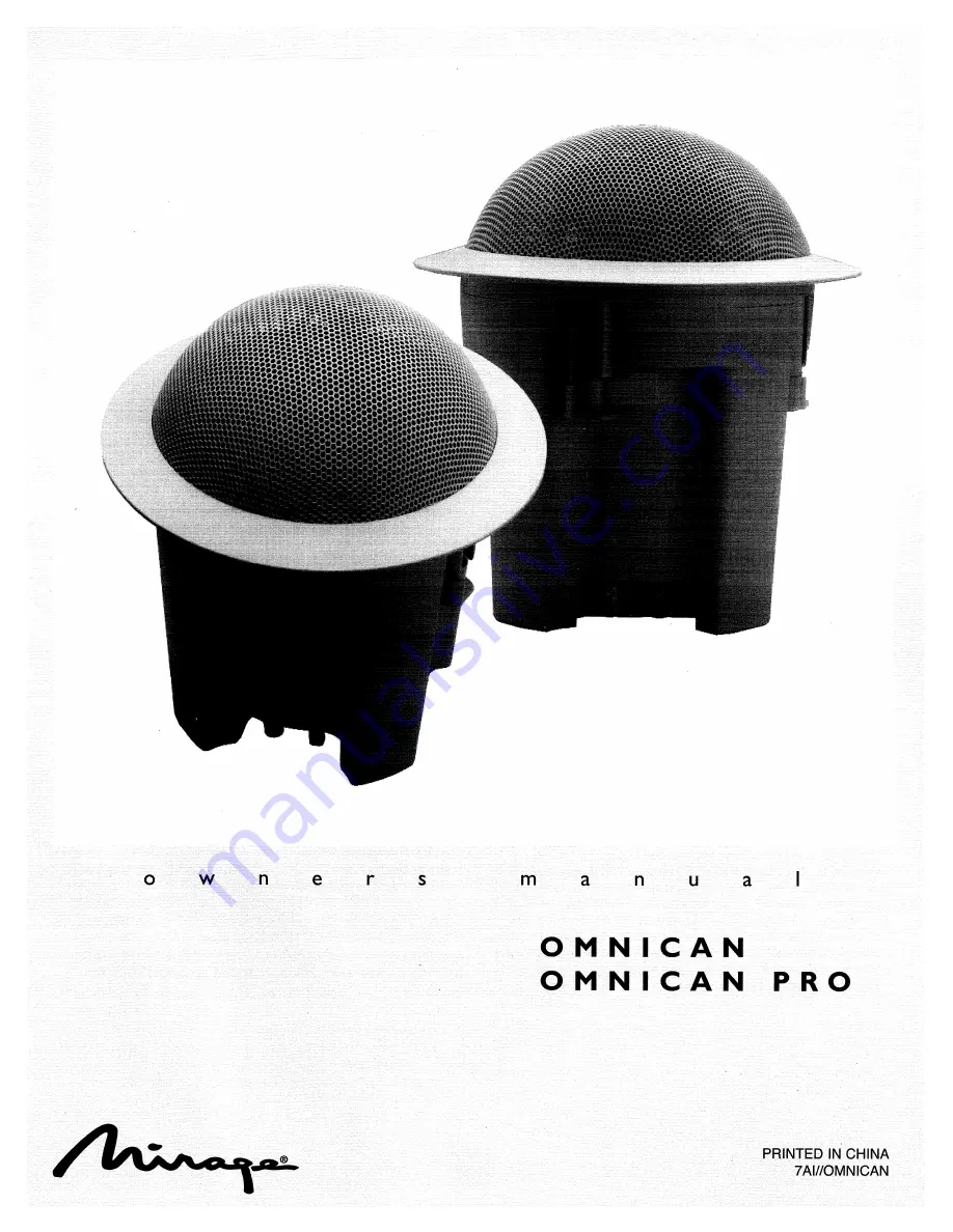 Mirage Omican Owner'S Manual Download Page 1