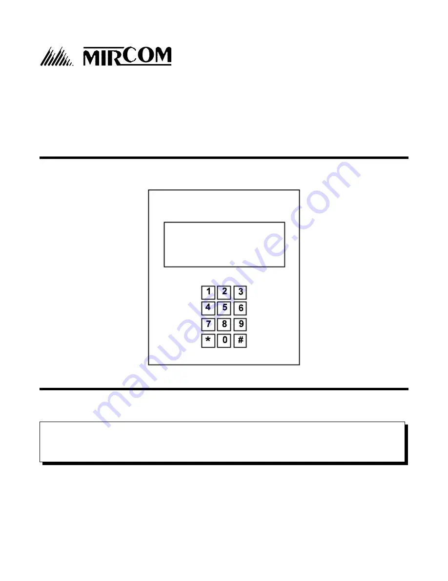 Mircom CFG-100 Configuration And Operation Manual Download Page 1