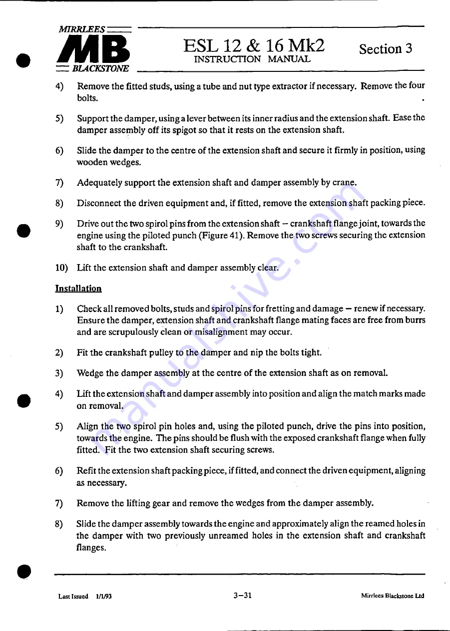 MIRRLEES BLACKSTONE ESL12 MK2 Instruction Manual Download Page 68