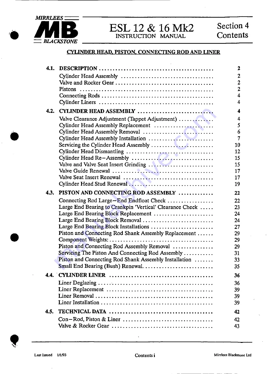 MIRRLEES BLACKSTONE ESL12 MK2 Instruction Manual Download Page 77