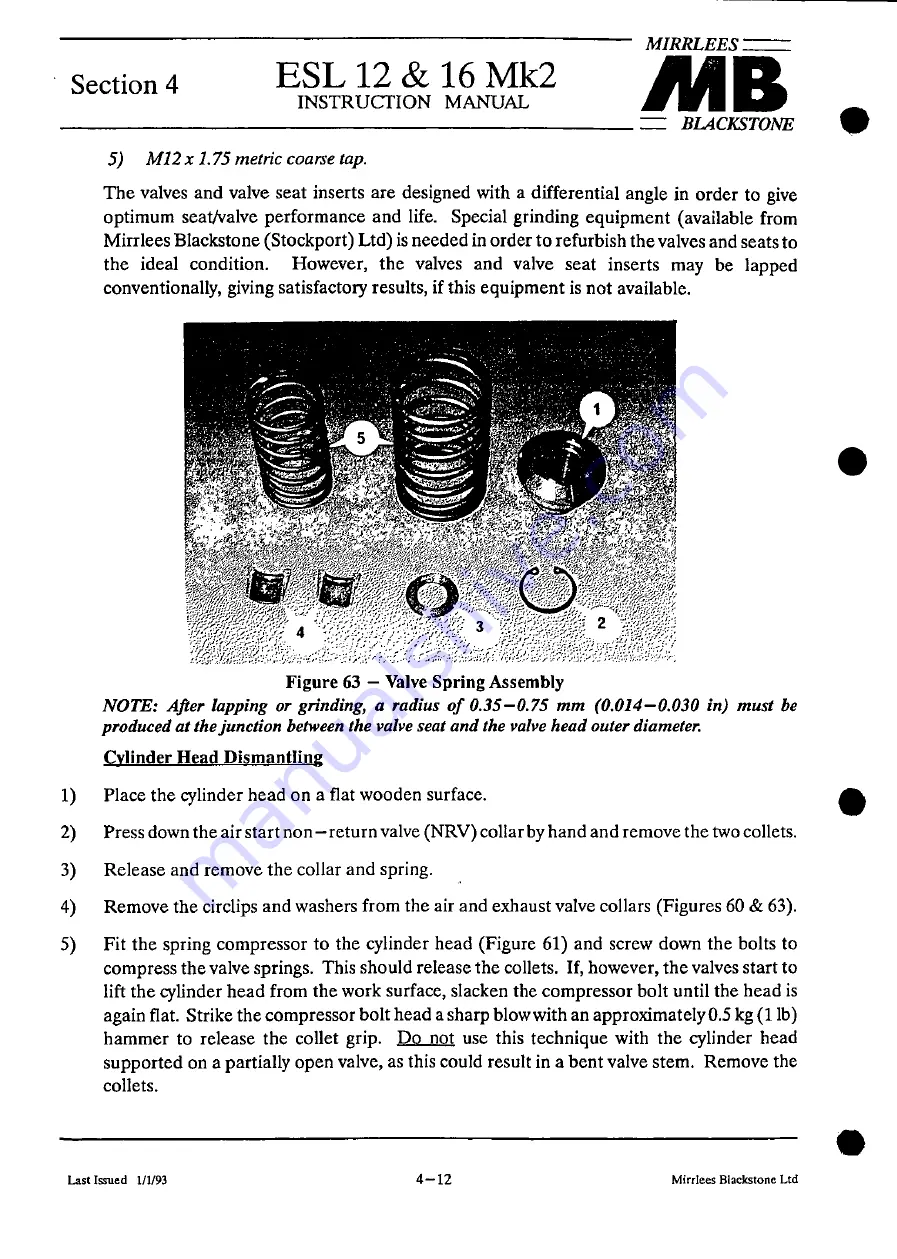 MIRRLEES BLACKSTONE ESL12 MK2 Instruction Manual Download Page 89