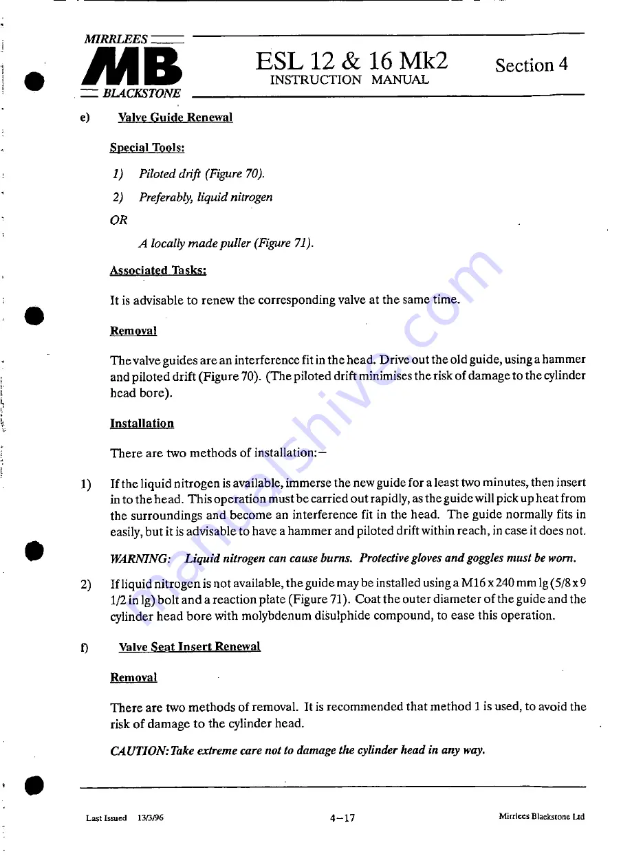 MIRRLEES BLACKSTONE ESL12 MK2 Instruction Manual Download Page 94