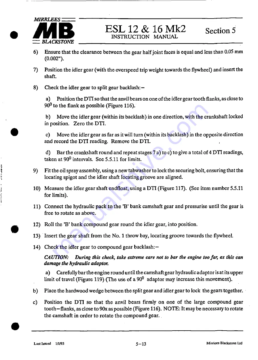 MIRRLEES BLACKSTONE ESL12 MK2 Instruction Manual Download Page 134