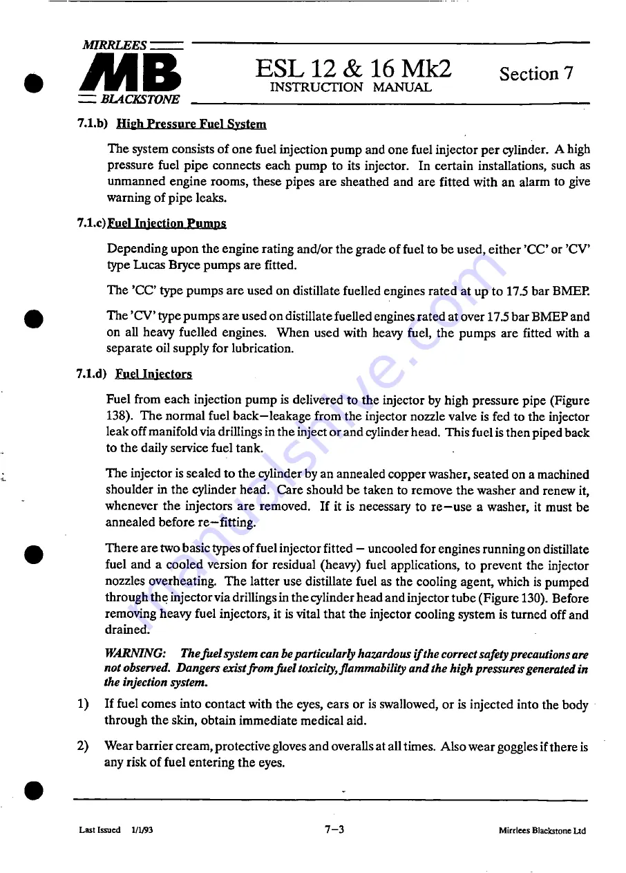 MIRRLEES BLACKSTONE ESL12 MK2 Instruction Manual Download Page 157