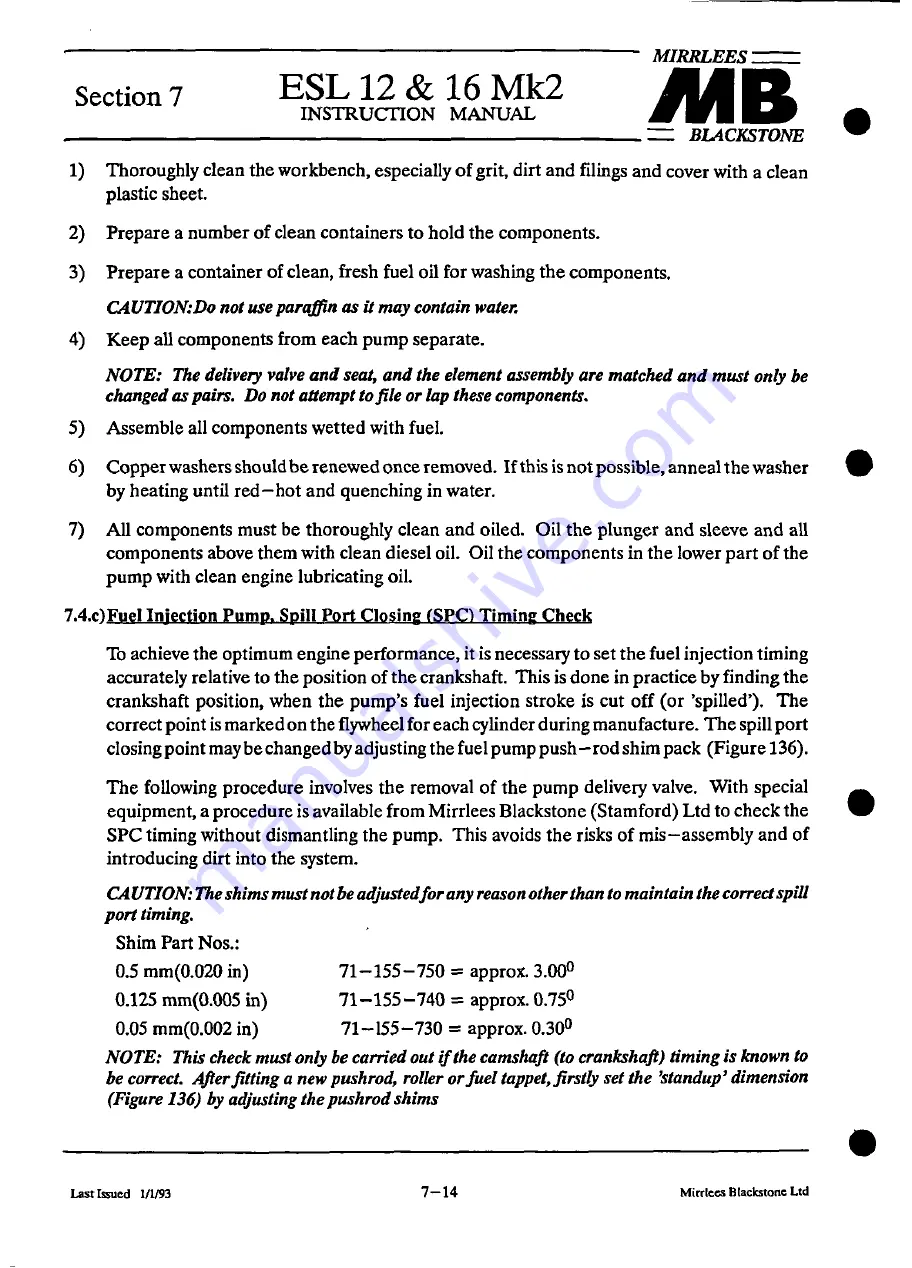 MIRRLEES BLACKSTONE ESL12 MK2 Instruction Manual Download Page 168