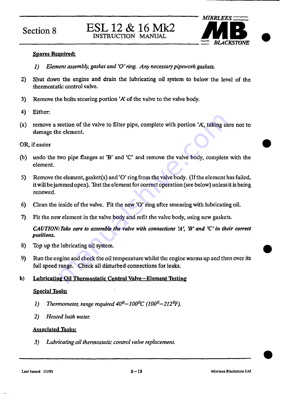 MIRRLEES BLACKSTONE ESL12 MK2 Instruction Manual Download Page 193