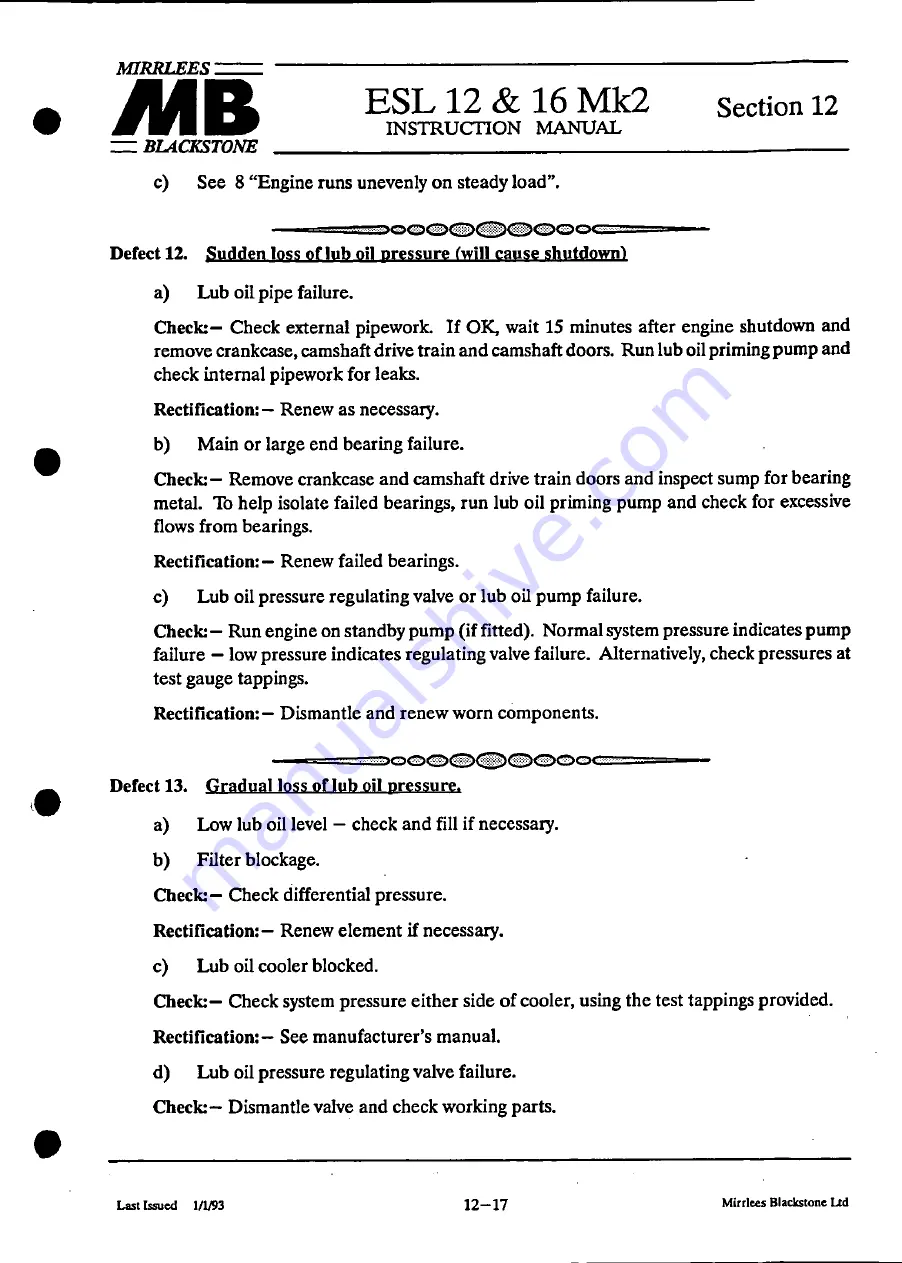 MIRRLEES BLACKSTONE ESL12 MK2 Instruction Manual Download Page 242