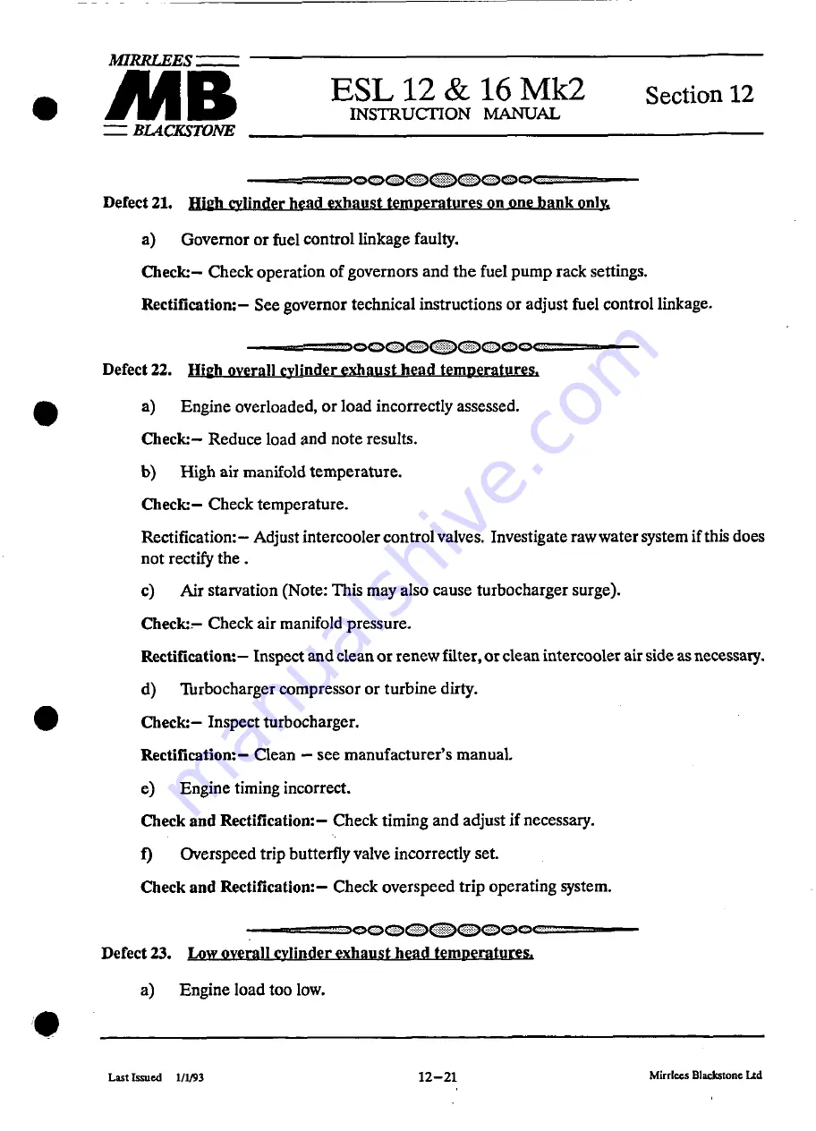 MIRRLEES BLACKSTONE ESL12 MK2 Instruction Manual Download Page 246