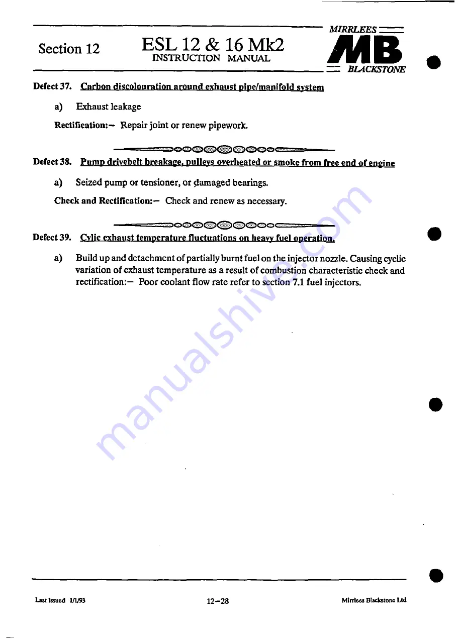 MIRRLEES BLACKSTONE ESL12 MK2 Instruction Manual Download Page 253