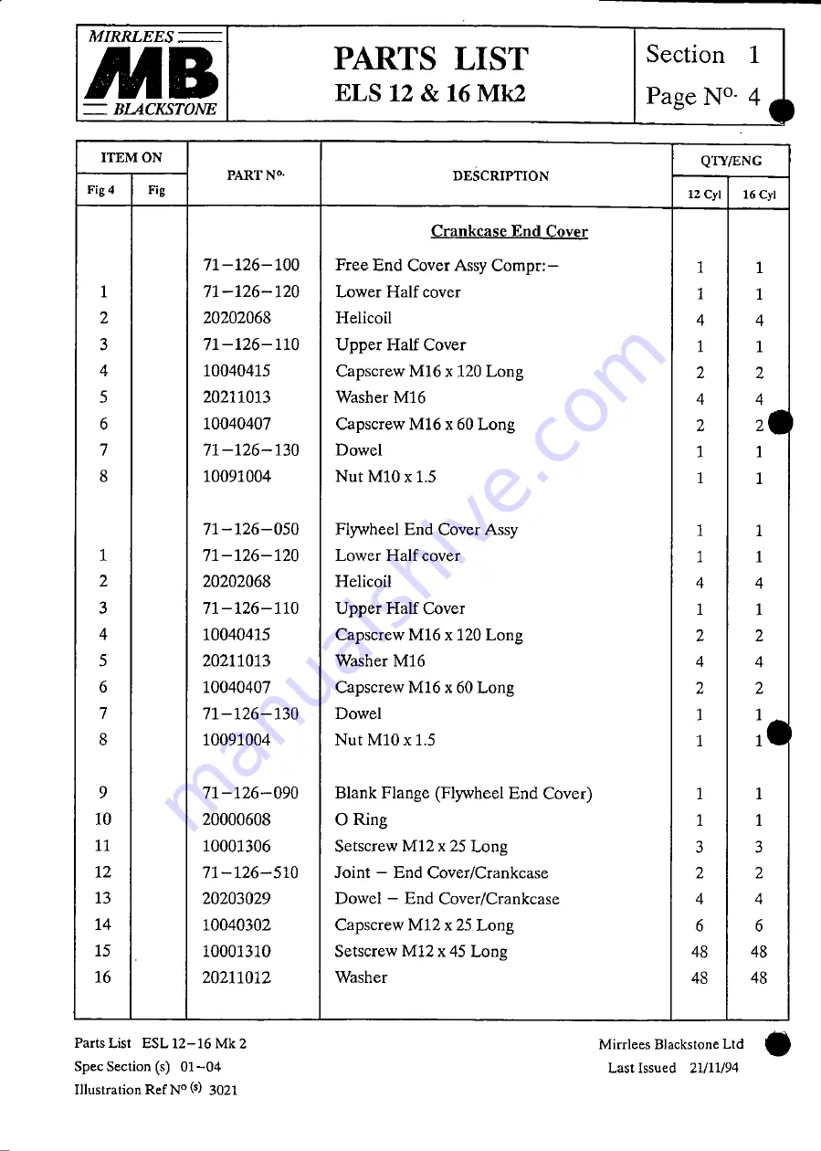 MIRRLEES BLACKSTONE ESL12 MK2 Instruction Manual Download Page 277