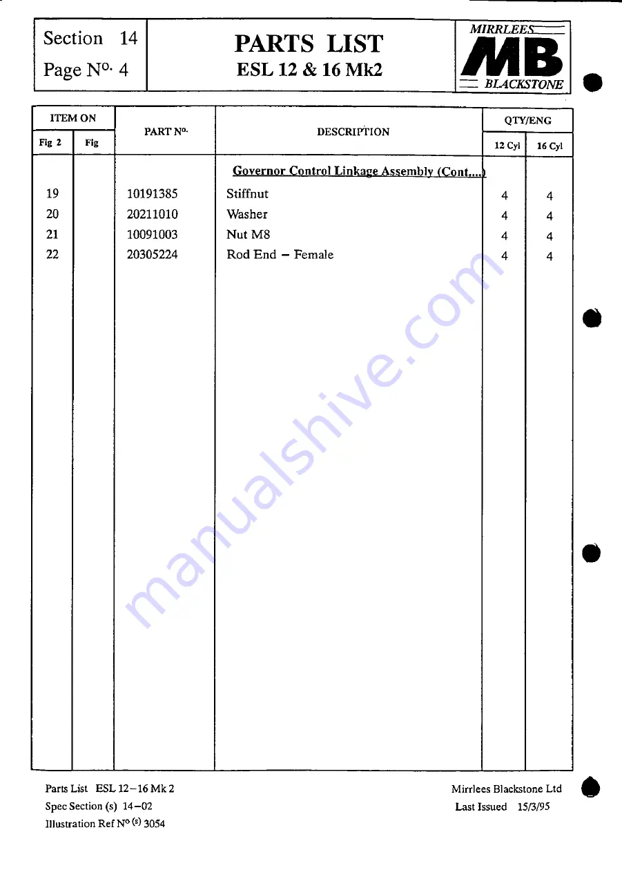 MIRRLEES BLACKSTONE ESL12 MK2 Instruction Manual Download Page 338