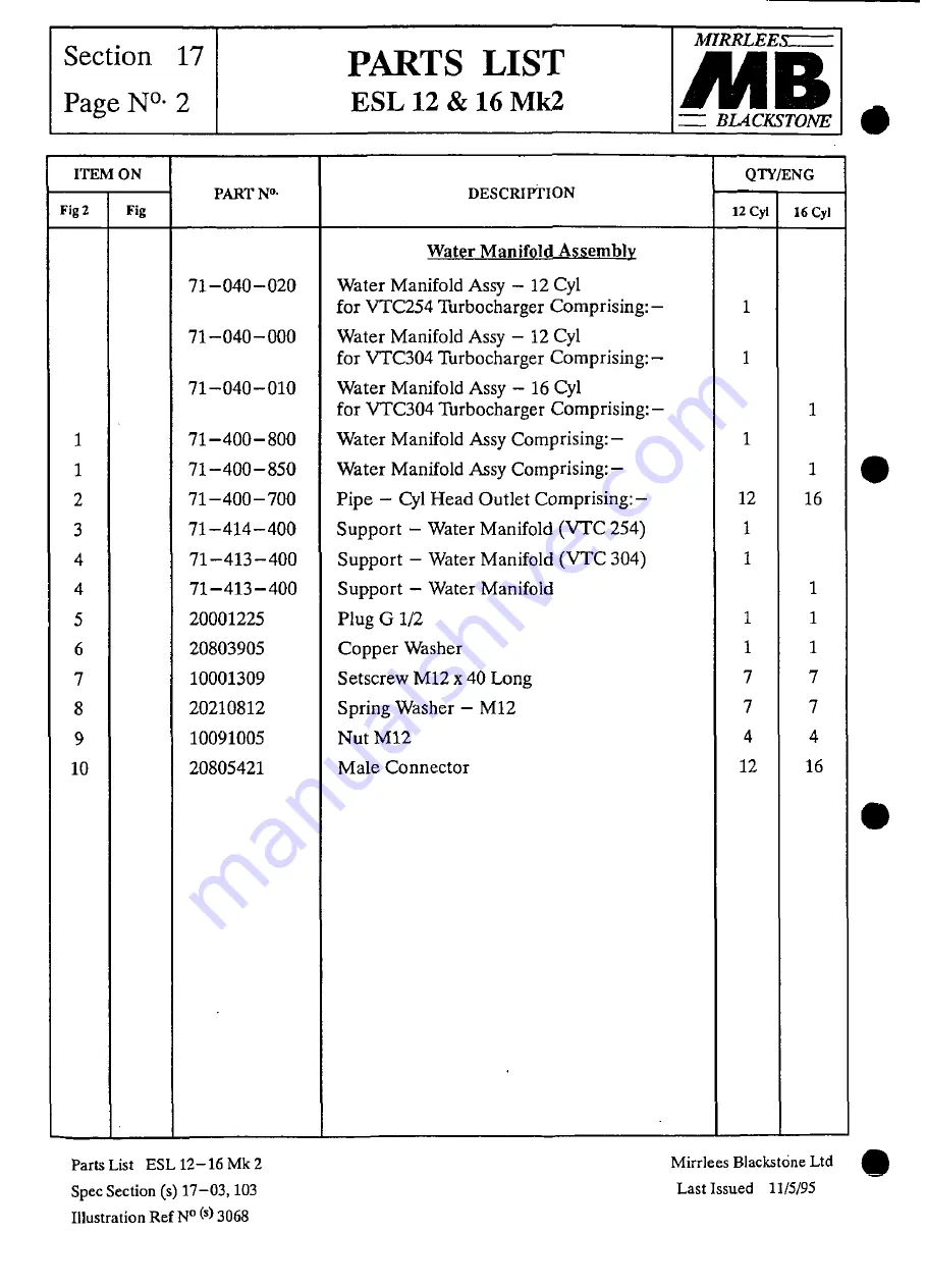 MIRRLEES BLACKSTONE ESL12 MK2 Instruction Manual Download Page 354