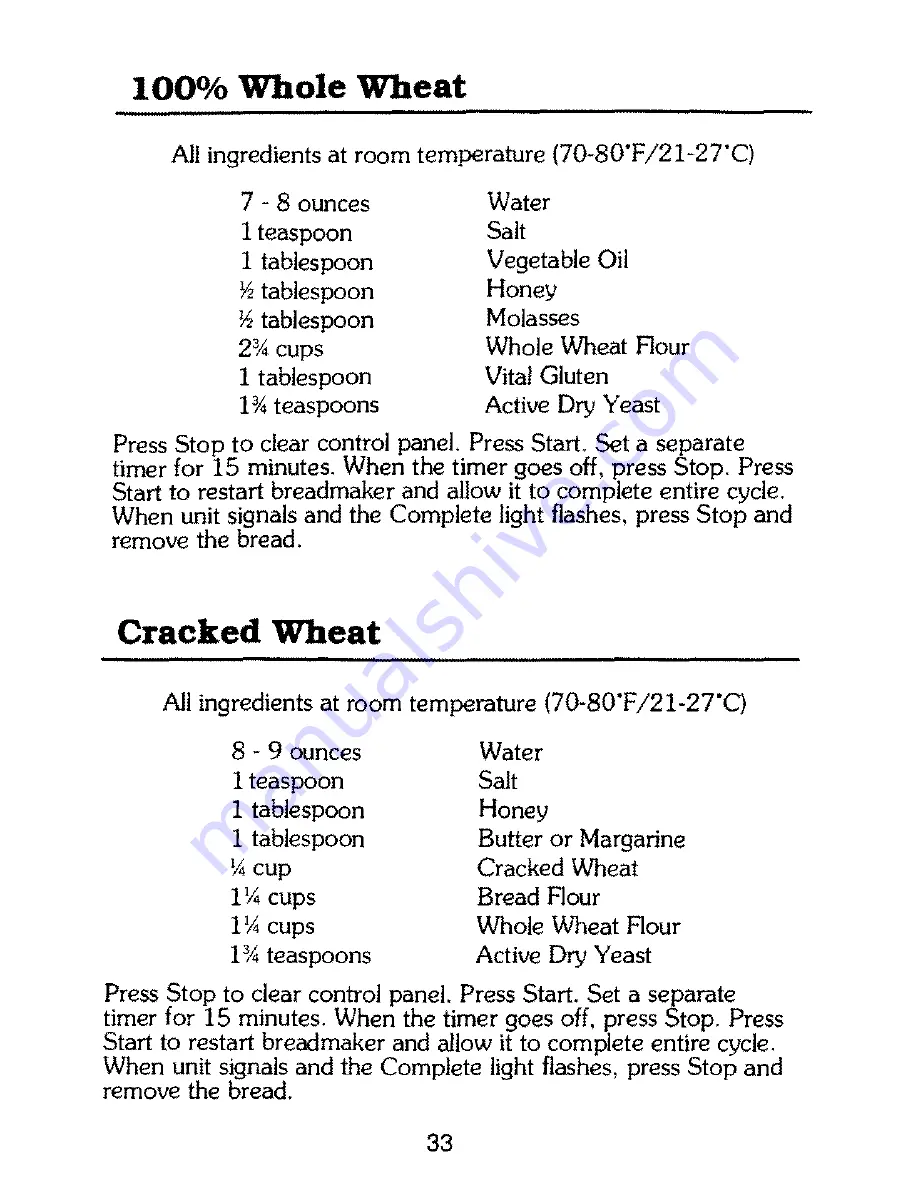 Mister Loaf HB211 Instruction Manual & Recipes Download Page 27