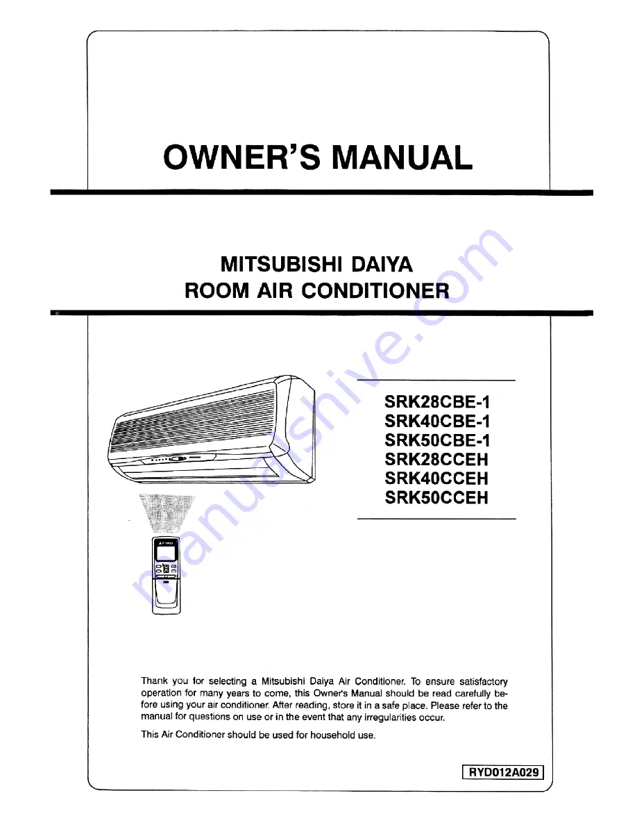 Mitsubishi Daiya SRK28CBE-1 Скачать руководство пользователя страница 1