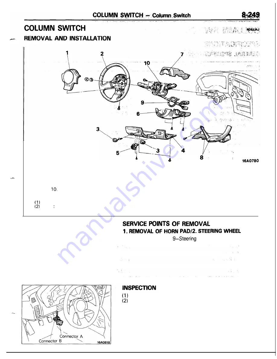 Mitsubishi MOTORS Laser 1991 Service Manual Download Page 249