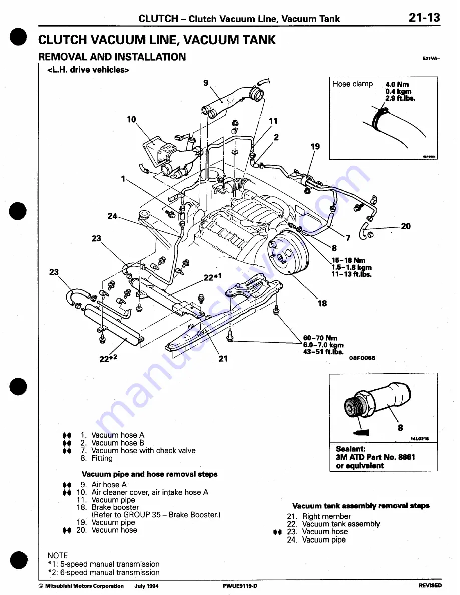 Mitsubishi 3000GT 1994 Workshop Manual Download Page 315