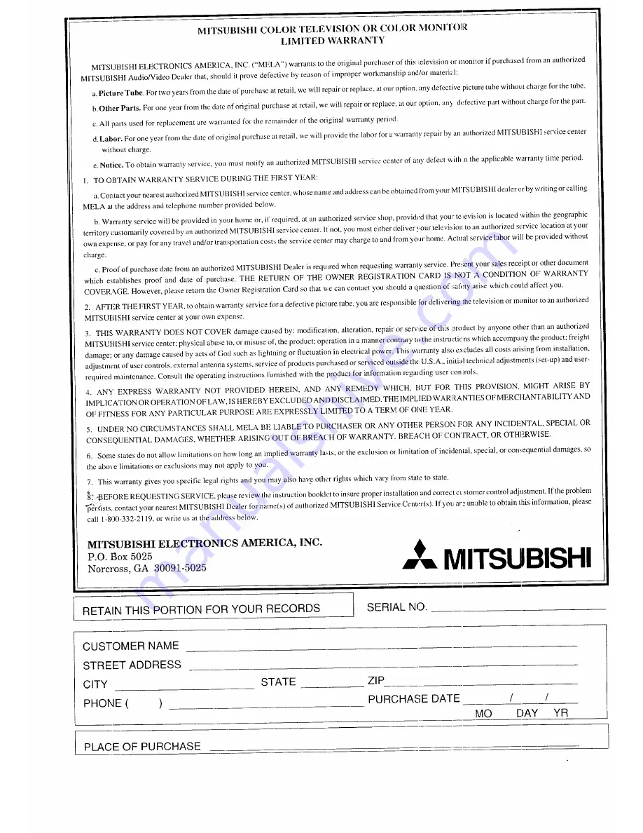 Mitsubishi CK-31304 Owner'S Manual Download Page 87