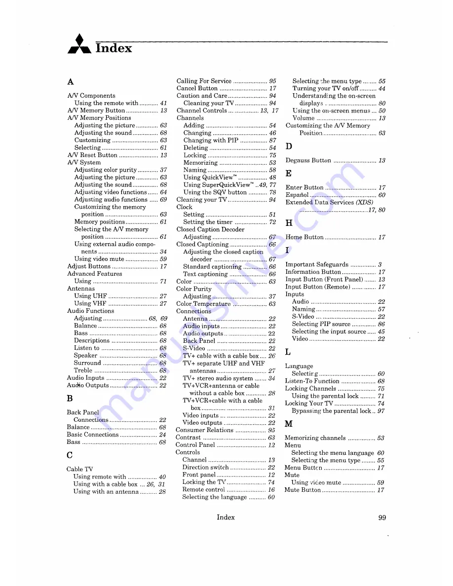 Mitsubishi CK-32310 Owner'S Manual Download Page 101