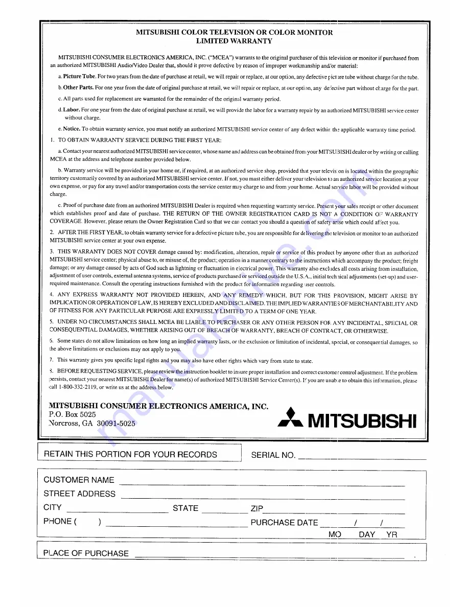 Mitsubishi CK-32310 Owner'S Manual Download Page 103