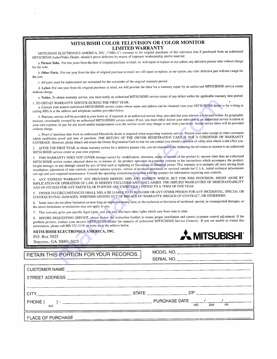 Mitsubishi CK-35804 Operating Manual Download Page 87