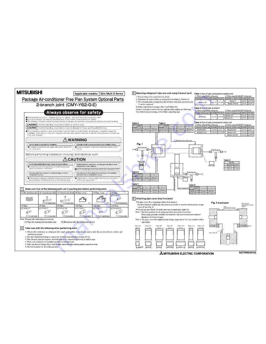 Mitsubishi CMY-Y62-G-E Manual Download Page 1