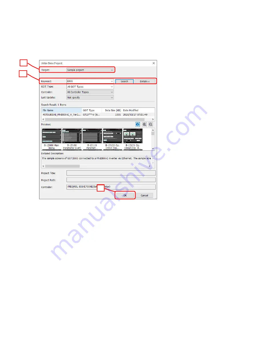 Mitsubishi FR-E800 Series Sample Screen Manual Download Page 48