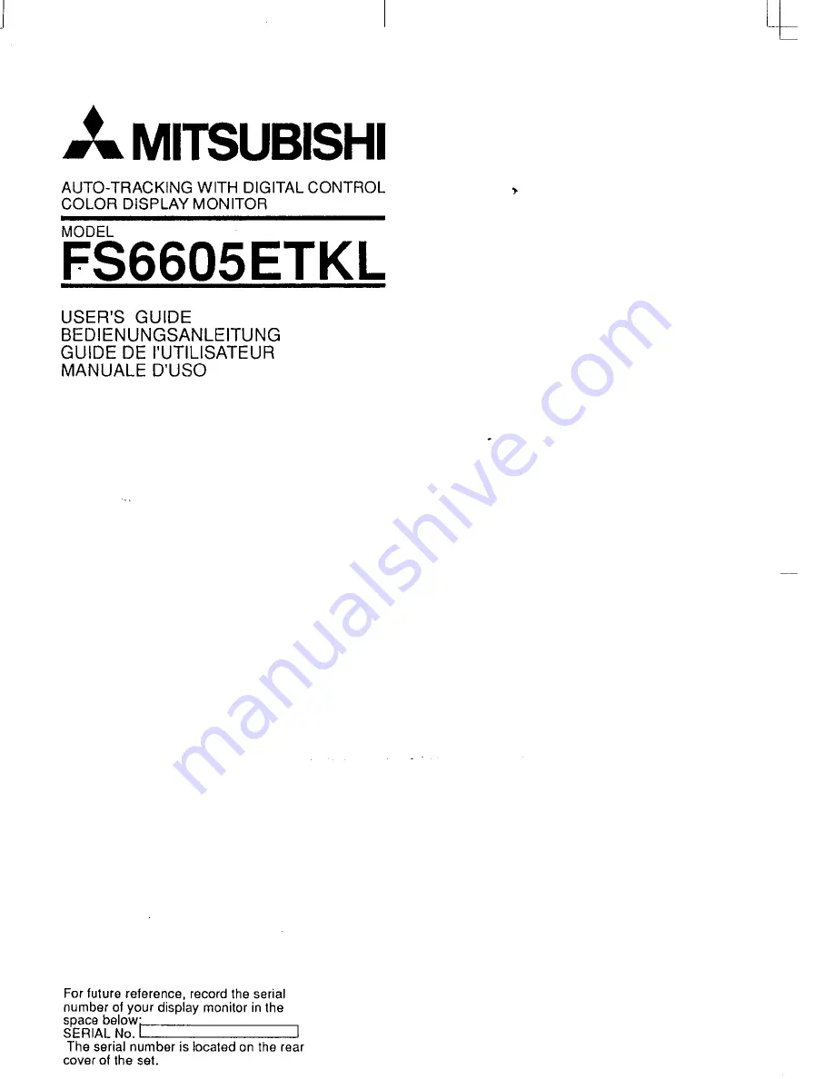 Mitsubishi FS6605ETKL User Manual Download Page 1