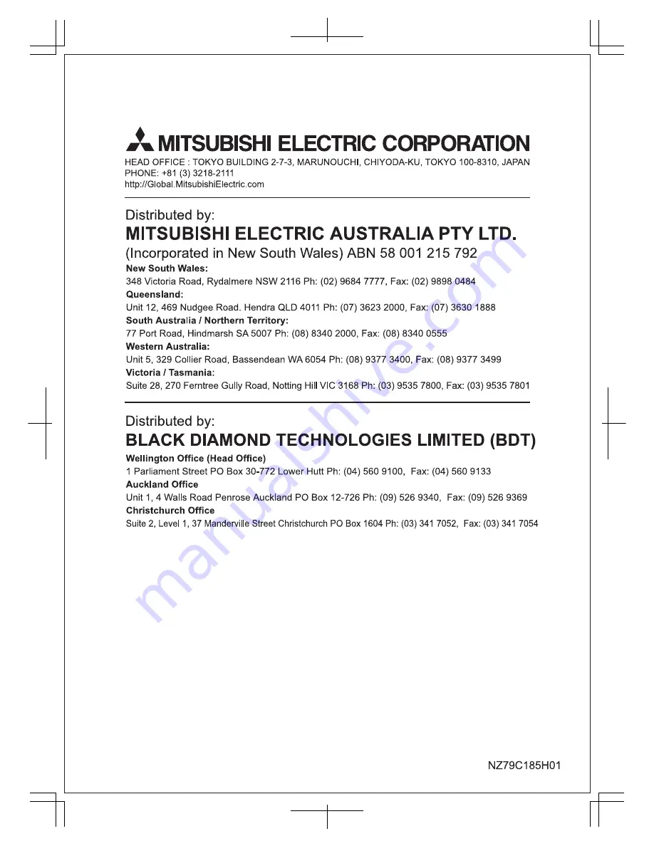 Mitsubishi MR-260B Operating Instructions Manual Download Page 10