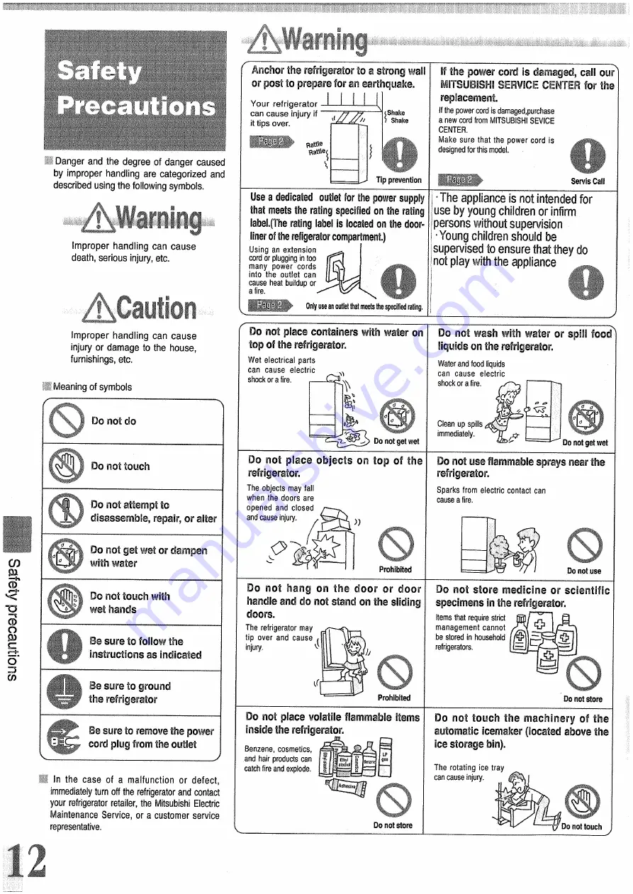 Mitsubishi MR-CU375P Operating Instructions Manual Download Page 12