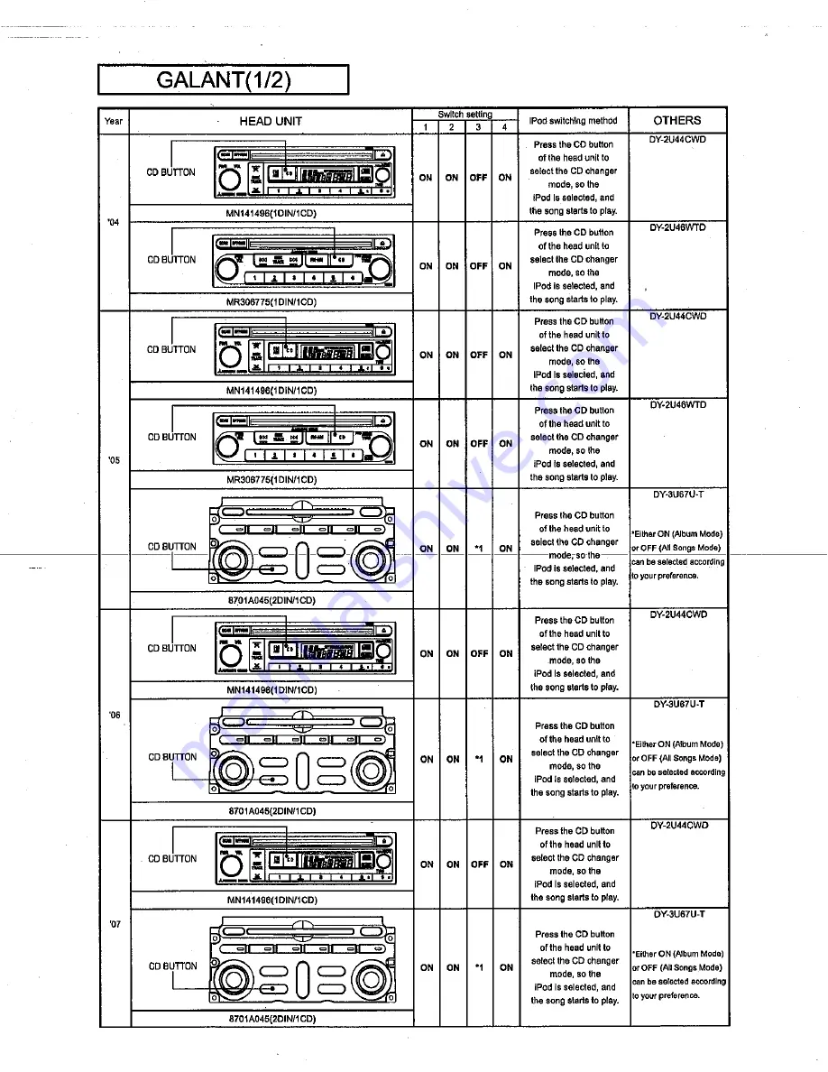 Mitsubishi MZ607411EX Installation Manual Download Page 11