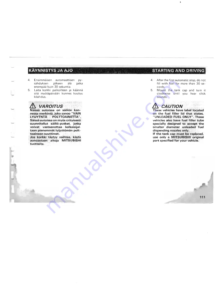 Mitsubishi Pajero II Owner'S Manual Download Page 106