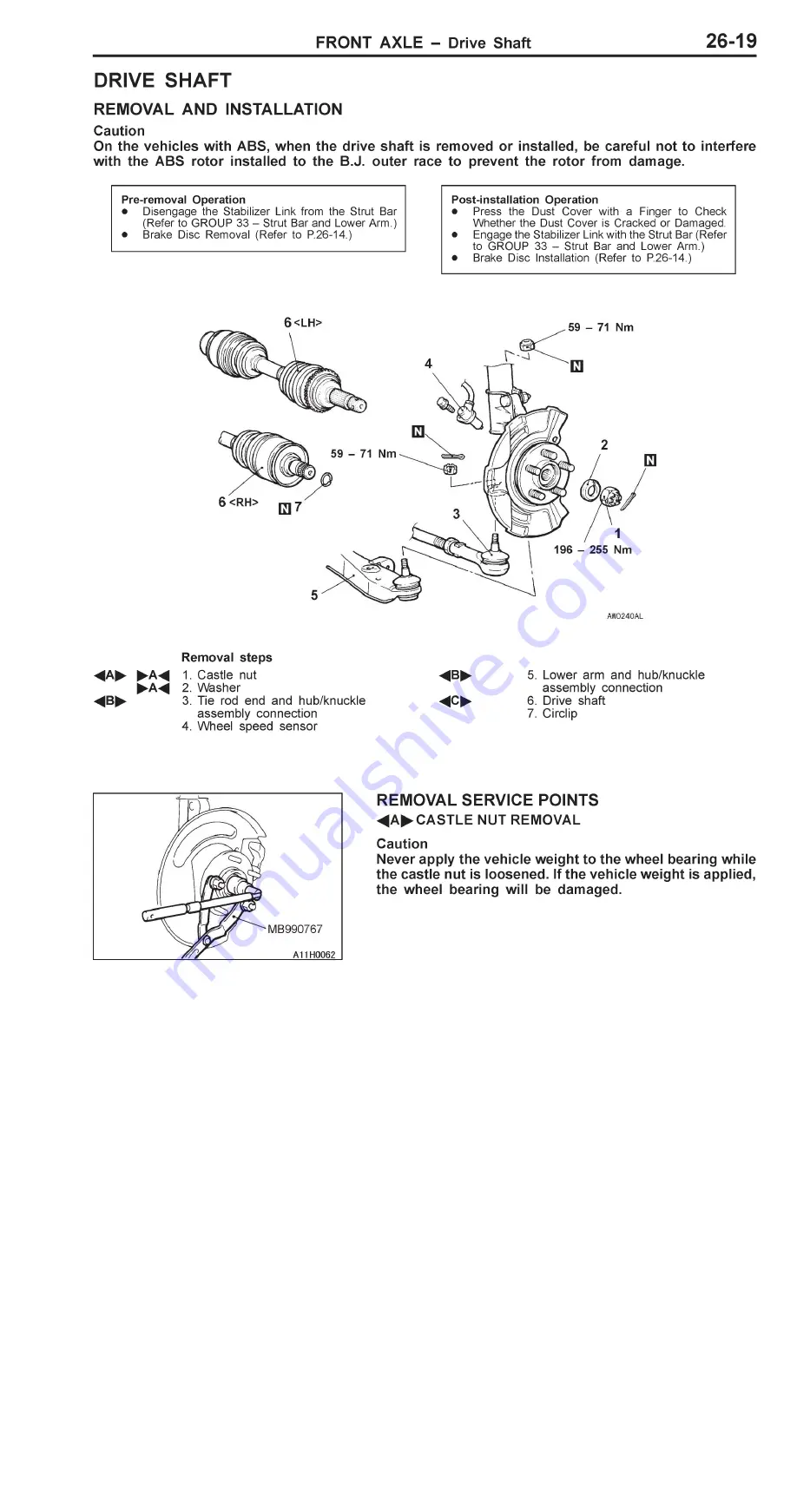 Mitsubishi Pajero Pinin 1999 Workshop Manual Download Page 379