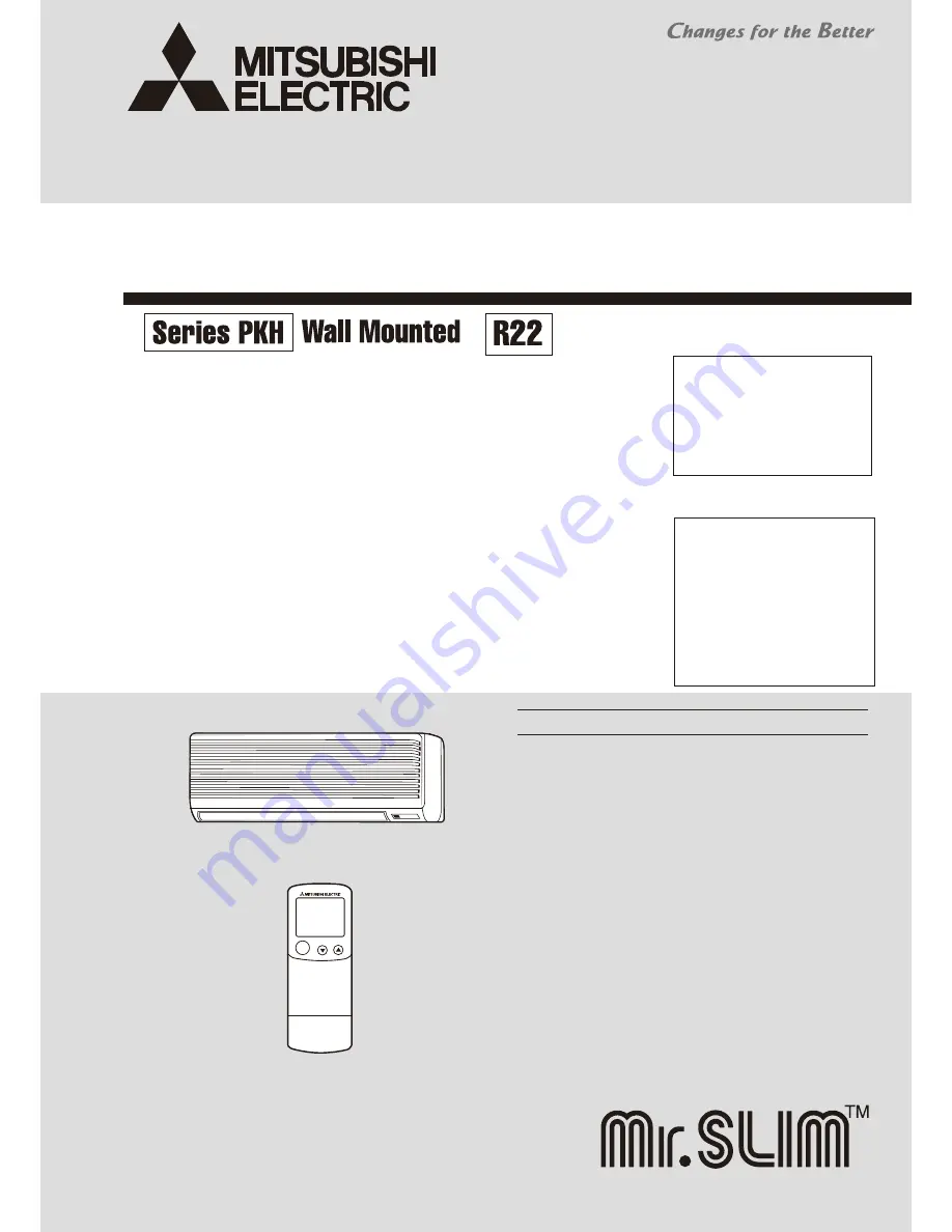 Mitsubishi PKH-1.6GKL Technical & Service Manual Download Page 1