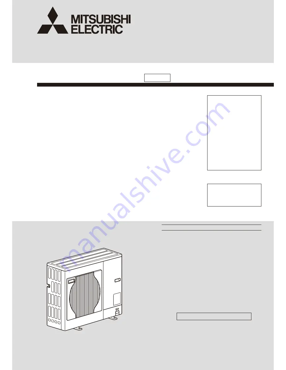 Mitsubishi PUHZ-SW75VHAPUHZ-SW100VHAPUHZ-SW100YHAPUHZ-SW120VHAPUHZ-SW120YHAPUHZ-SW75VHA-BSPUHZ-SW100VHA-BSPUHZ-SW100YHA-BSPUHZ-SW12 Скачать руководство пользователя страница 1