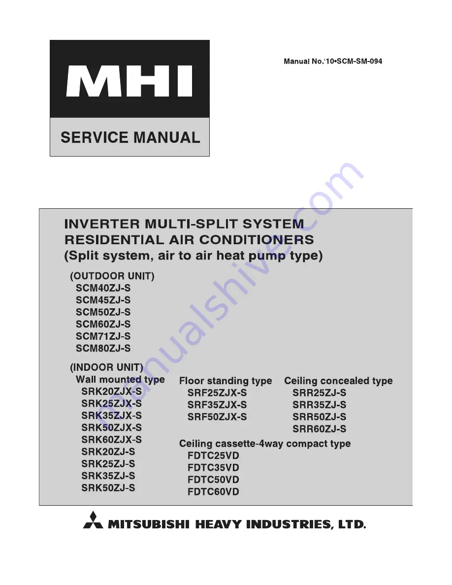 Mitsubishi SCM ZJ-S Service Manual Download Page 1